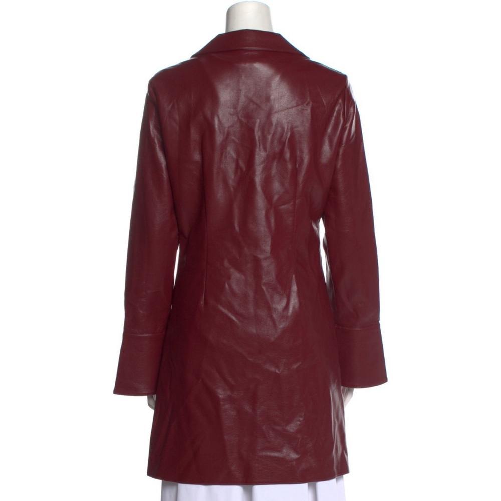 NWT Cinq a Sept Burgundy Faux Leather Dress Bell Sleeve Twist Waist Size 8 - Picture 8 of 8